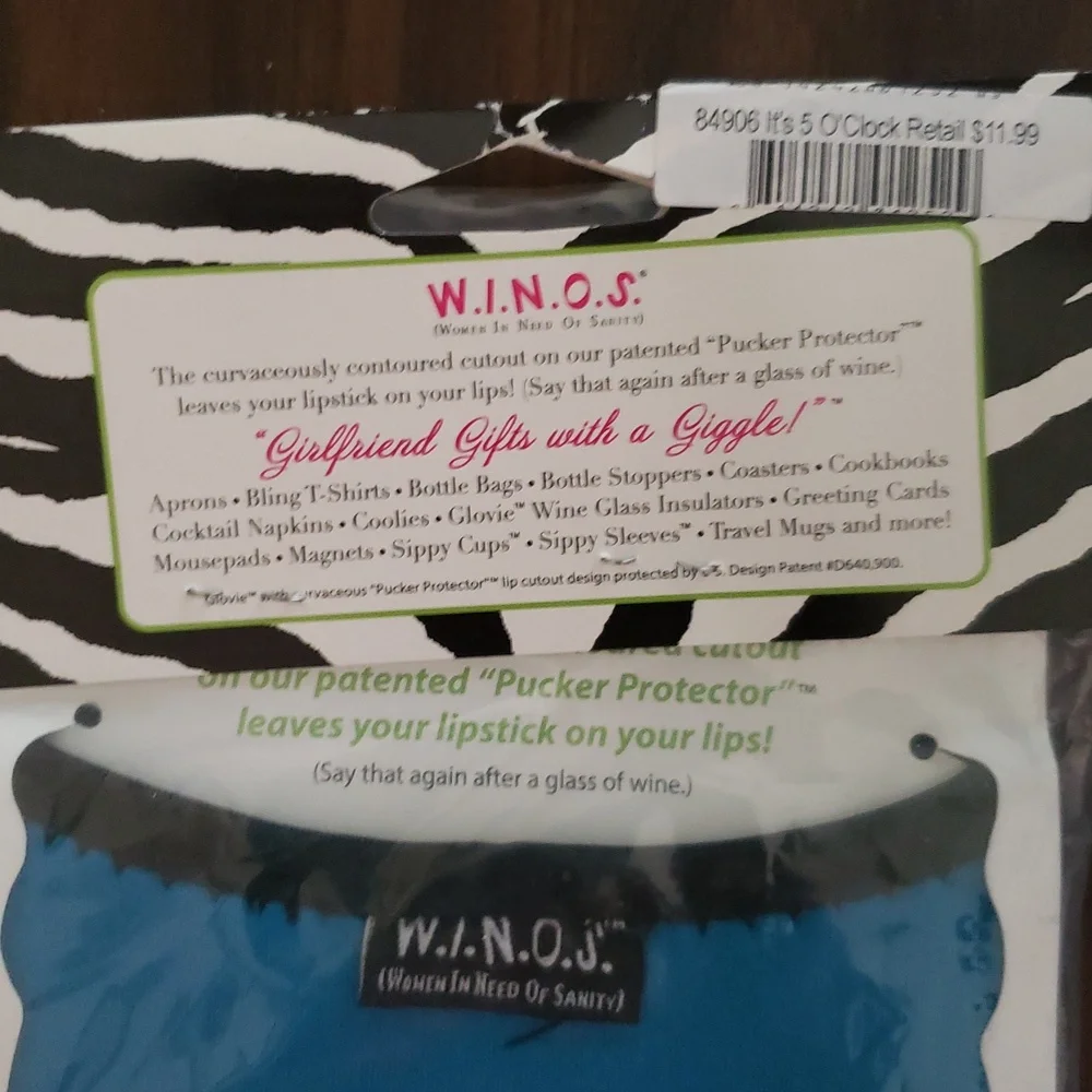 Blue Wine Glass Sleeve - It's 5 O'Clock Somewhere-NWT
